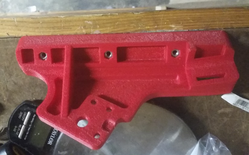 Rear of plate used on the ride. I had to grind a little to add clearance for the brake caliper and a mounting bolt.